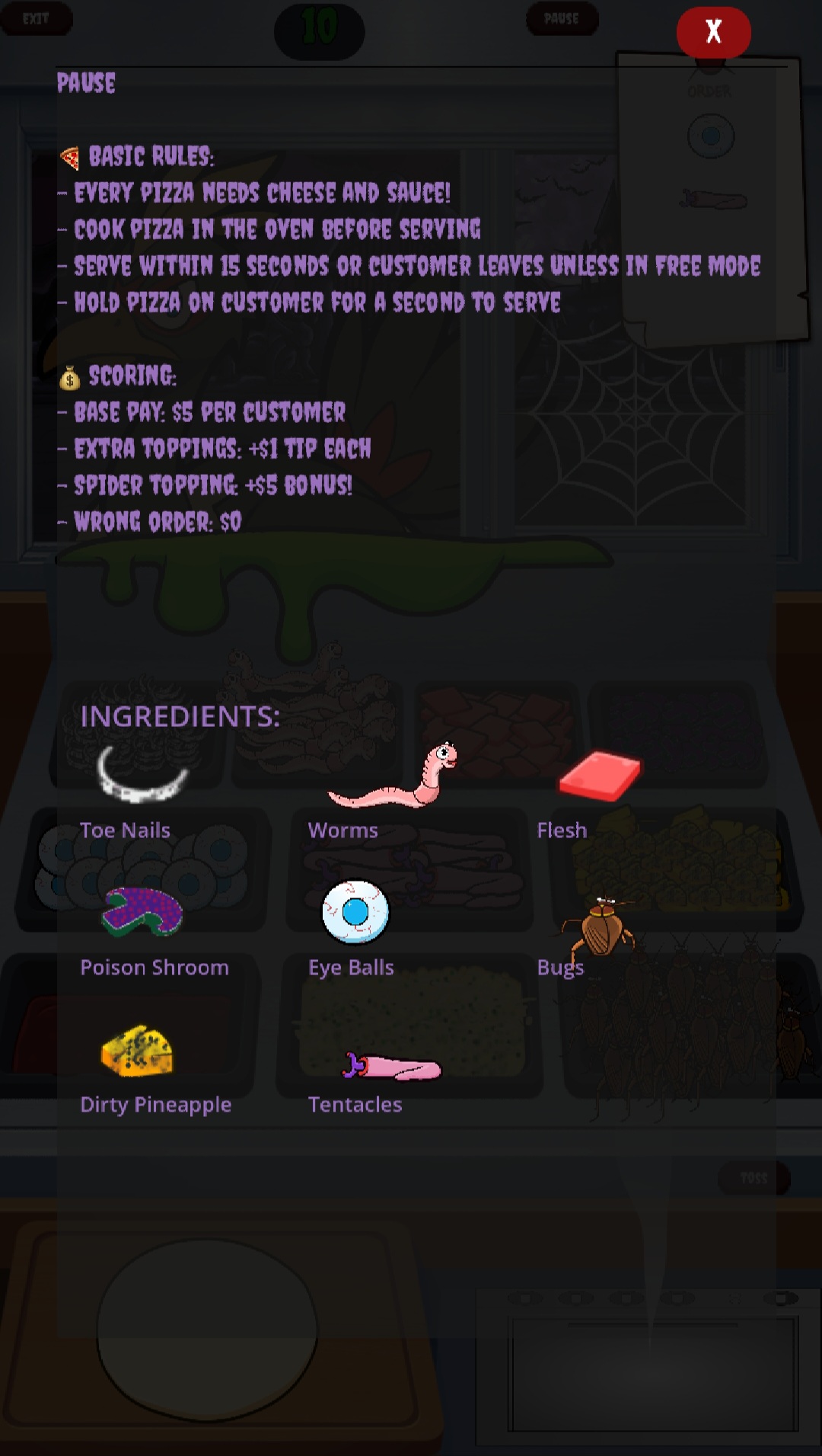 Creature Pizzeria Rules